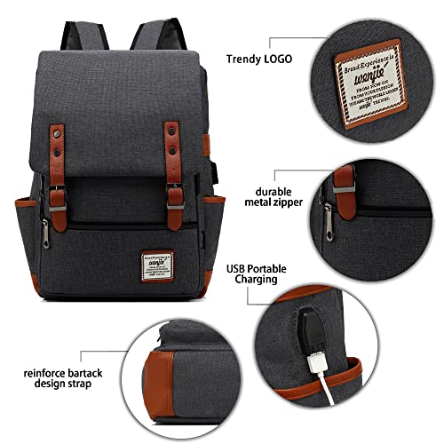 Beejirm Vintage Slim Backpack Womens Back Pack for Travelling, Casual Vintage Backpack With Usb Charging Port