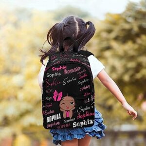 InterestPrint Backpack Little Princess Glitter Gold Bookbag School Backpack for Girls Boys Backpacks Canvas Light Laptop Bag