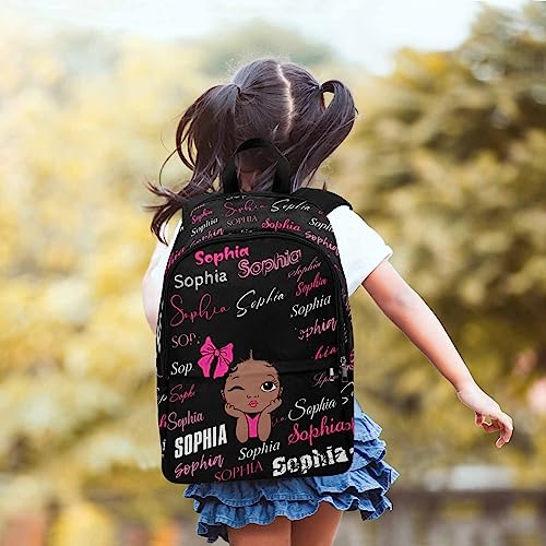 InterestPrint Backpack Little Princess Glitter Gold Bookbag School Backpack for Girls Boys Backpacks Canvas Light Laptop Bag
