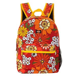 dickies backpack classic logo water resistant casual daypack for travel fits 15.6 inch notebook (orange flower)