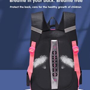 MCWTH Cat Face School Backpack for Teen Girls, Cute Kids Elementar BookBag Daypack (Black)