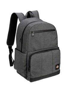 dickies journeyman backpack classic logo water resistant casual daypack for travel fits 15.6 inch notebook (charcoal)
