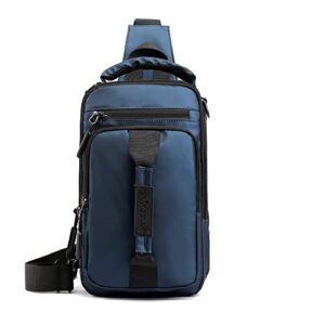 chargella sling bag for men & women waterproof shoulder daypack crossbody backpack for travel hiking with usb charging port (blue)