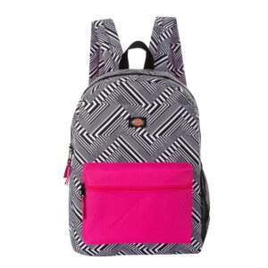 dickies freshman backpack classic logo water resistant casual daypack for travel fits 15.6 inch notebook (fushia black)