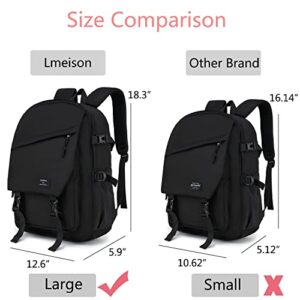 Lmeison Backpack for School Black Backpacks for Girls College Bookbag Waterproof School Bags for Men Women Travel Rucksack for Teen Boys Cute Back Pack for Middle School High School