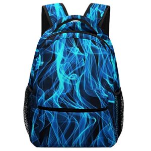 blue flame fire funny backpack shoulders bookbag travel laptop daypack