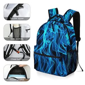 Blue Flame Fire Funny Backpack Shoulders Bookbag Travel Laptop Daypack