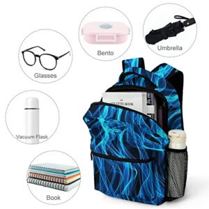 Blue Flame Fire Funny Backpack Shoulders Bookbag Travel Laptop Daypack