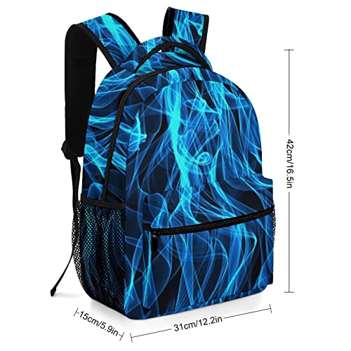 Blue Flame Fire Funny Backpack Shoulders Bookbag Travel Laptop Daypack