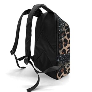 Urcustom Personalized Name Leopard Print Monogram Backpack Unisex Bookbag for Boy Girl Travel Daypack Bag Purse 17.7 IN