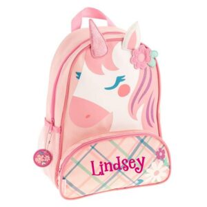 the trendy turtle personalized plaid unicorn backpack - back to school or travel tote book bag with custom name