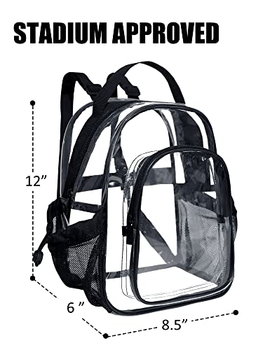 Fmeida Small Clear Backpack Stadium Approved Heavy Duty Clear Mini Backpack Transparent PVC See Through Bags for Concert Work Sport Games Concerts Security Travel