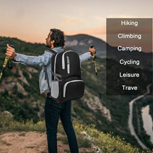 Packable Lightweight Hiking Backpack,Oliomp-35L Waterproof Foldable Travel Backpack Suitable for men and women camping outdoor hiking and cycling.(black)