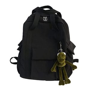 gesalop new solid color waterproof backpack simple school bag casual backpack travel bag school backpack (black)