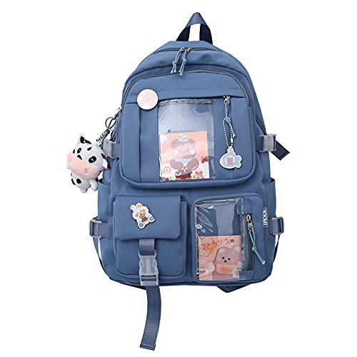 Dearsee Kawaii Backpack with Cute Pin Accessories Plush Pendant Kawaii Backpack Cute Aesthetic Backpack