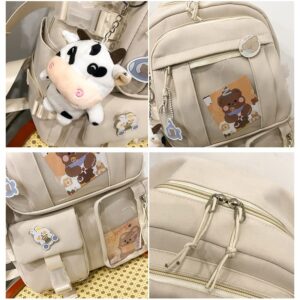 Dearsee Kawaii Backpack with Cute Pin Accessories Plush Pendant Kawaii Backpack Cute Aesthetic Backpack