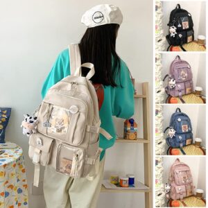 Dearsee Kawaii Backpack with Cute Pin Accessories Plush Pendant Kawaii Backpack Cute Aesthetic Backpack