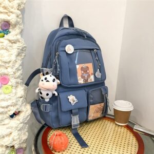 Dearsee Kawaii Backpack with Cute Pin Accessories Plush Pendant Kawaii Backpack Cute Aesthetic Backpack