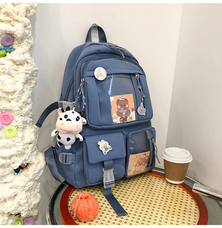 Dearsee Kawaii Backpack with Cute Pin Accessories Plush Pendant Kawaii Backpack Cute Aesthetic Backpack