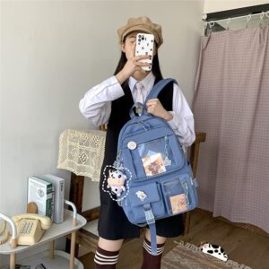 Dearsee Kawaii Backpack with Cute Pin Accessories Plush Pendant Kawaii Backpack Cute Aesthetic Backpack