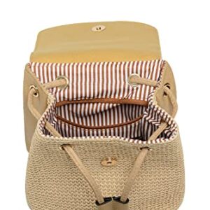 Brand: SEVEVN This is a cute and fashionable backpack woven in rattan that can also be carried by hand. (beige)