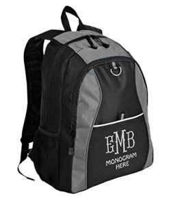 personalized contrast honeycomb backpacks, grey - your monogram - customized embroidery backpack for college, business