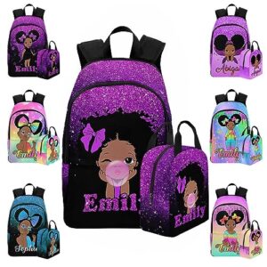 interestprint personalized african american afro princess bubble with red light backpacks for girls backpack kids school book bags travel laptop daypack, multi-pocket
