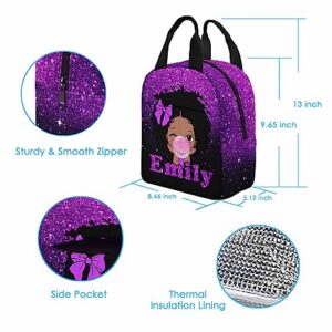 InterestPrint Personalized African American Afro Princess Bubble with Red Light Backpacks for Girls Backpack Kids School Book Bags Travel Laptop Daypack, Multi-Pocket