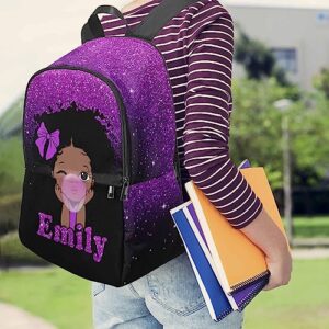 InterestPrint Personalized African American Afro Princess Bubble with Red Light Backpacks for Girls Backpack Kids School Book Bags Travel Laptop Daypack, Multi-Pocket