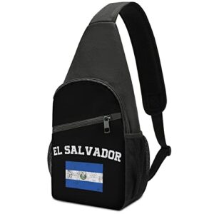 el salvador flag crossbody shoulder bag sling backpack travel hiking daypack casual chest pack for women man one size