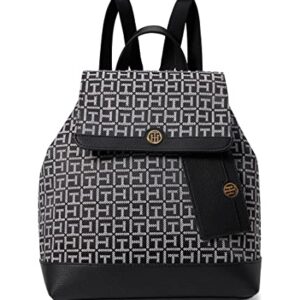 Tommy Hilfiger Gretta II Flap Backpack With Hangoff Square Monogram Jacquard Black/White One Size