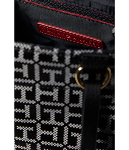 Tommy Hilfiger Gretta II Flap Backpack With Hangoff Square Monogram Jacquard Black/White One Size