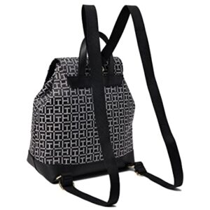 Tommy Hilfiger Gretta II Flap Backpack With Hangoff Square Monogram Jacquard Black/White One Size