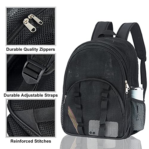Clearworld Heavy Duty Mesh Backpack, Semi-Transparent Mesh College Backpack with Padded Shoulder Straps, Lightweight Casual Daypacks for Beach Gym Travel
