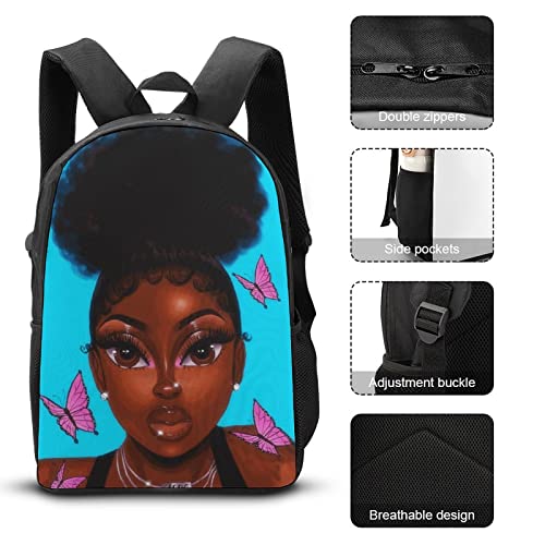 African American Girl Backpack Bookbag With Shoulder Bag Pencil Bag Set Bookbags 3pcs Set One Size