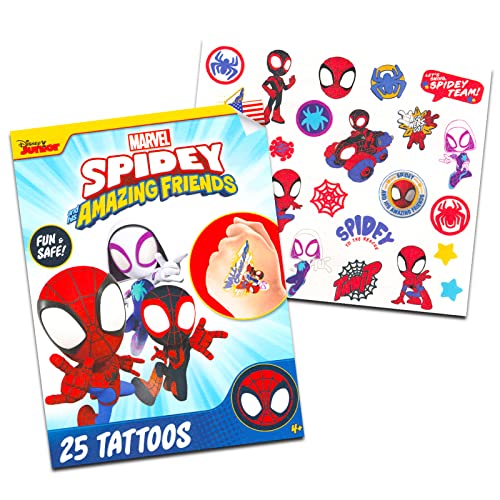 Spidey and His Amazing Friends Backpack and Lunch Bag Set - Bundle with 11" Spidey and Friends Mini Backpack, Spiderman Lunch Box, Water Bottle, Temporary Tattoos, More | Spidey Backpack Toddler