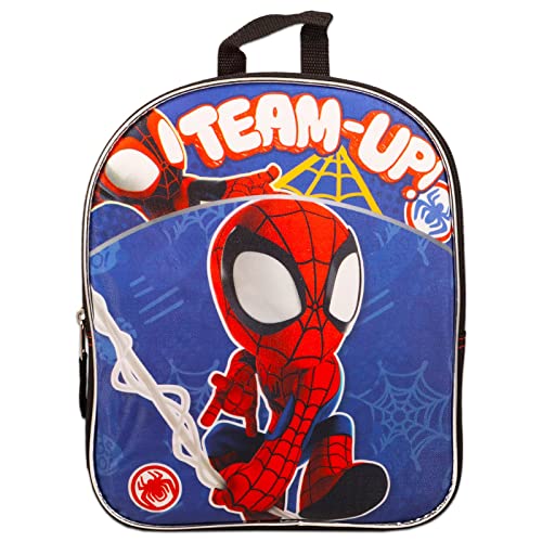 Spidey and His Amazing Friends Backpack and Lunch Bag Set - Bundle with 11" Spidey and Friends Mini Backpack, Spiderman Lunch Box, Water Bottle, Temporary Tattoos, More | Spidey Backpack Toddler