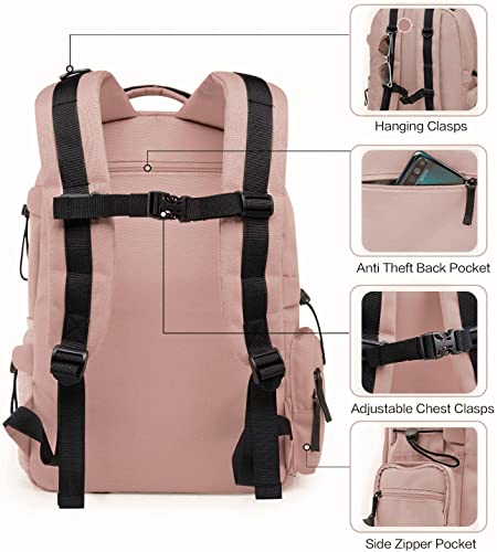 Victoriatourist Casual Daypack College Laptop Backpack for Men Women Water Resistant Stylish Bookbag Lightweight Travel Bag Hiking Backpacks with Anti Theft Pocket Fits 14-15 Inch Computer(Pink)