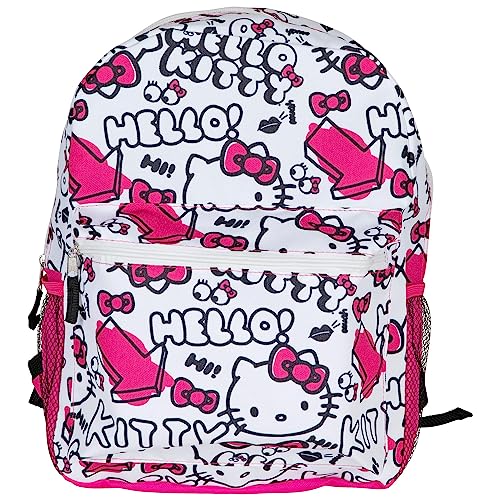 Fast Forward Helloo Kitty White All-Over Print Backpack for Kids 16 Inch Padded Shoulder Bag