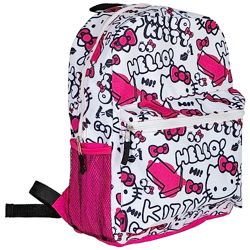 Fast Forward Helloo Kitty White All-Over Print Backpack for Kids 16 Inch Padded Shoulder Bag