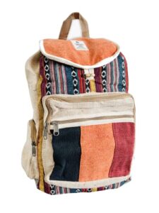everything nepali backpack, fits laptop, eco friendly, organic hemp travel and laptop backpack, handcrafted by the best artisans in nepal (iris)