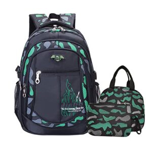 ekuizai 3pcs camo print elementary kids backpack primary school student daypack outdoor bookbag with lunch box