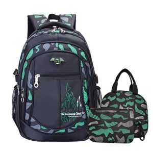 EKUIZAI 3PCS Camo Print Elementary Kids Backpack Primary School Student Daypack Outdoor BookBag with Lunch Box