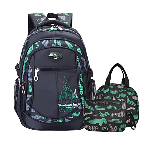 EKUIZAI 3PCS Camo Print Elementary Kids Backpack Primary School Student Daypack Outdoor BookBag with Lunch Box