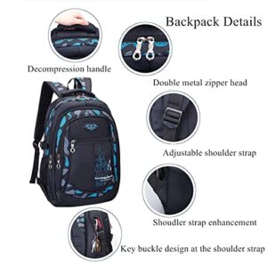 EKUIZAI 3PCS Camo Print Elementary Kids Backpack Primary School Student Daypack Outdoor BookBag with Lunch Box