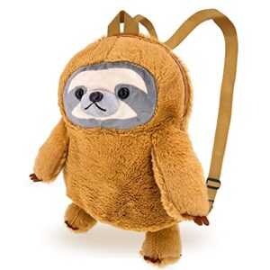mewcho 12.59” sloth stuffed animal backpack for kids plush funny cute sloth kawaii small bag school backpack for girls boys kids toddler 3 years up