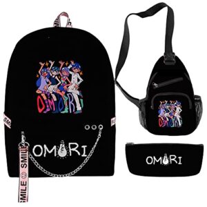 omori backpack oxford bag game backpack casual book bag high capacity bags (suit 1)
