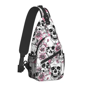 fylybois skull sling bag multipurpose crossbody backpack for women chest daypack outdoor cycling hiking travel