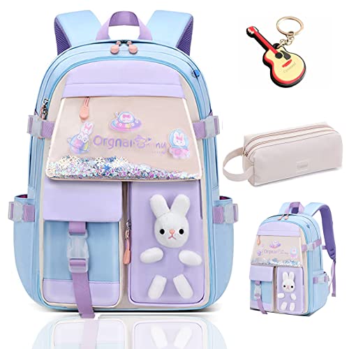 Cute Bunny Backpack Plus,180°Open School Bookbag Backpacks for Girls Boys Teen,Kawaii Large Capacity Travel Bags Laptop