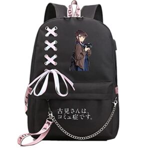 isaikoy anime komi can't communicate backpack shoulder bag bookbag student school bag daypack satchel 24